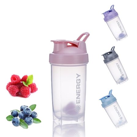 Protein Shaker Cup med Blender Ball Fitness Shaker Cup Portabel Milkshake Cup BPA-fri, 500ml (Rosa)