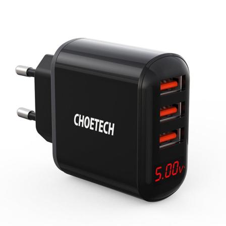 Choetech 3.4a 3x Usb Väggladdare Svart