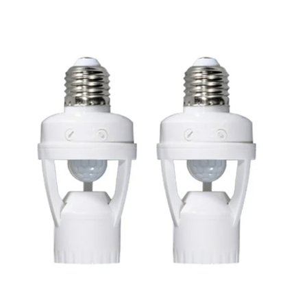 Rörelsesensor Ljuskontakt Adapter, Infraröd Ljussensor E26/E27 Auto På Av Kontakt med 360° Detektion och Skymning Till Gryning Funktion, Justerbar