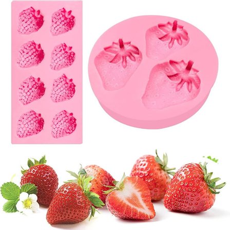 2 STK Jordbær Bageform Fondantform 3D Frugtform