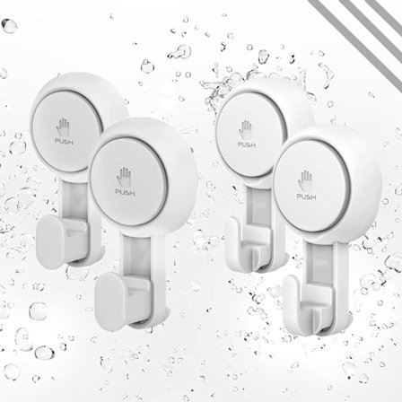 Kraftig sugekop væg krog 2 tynde og 2 tykke uden boring