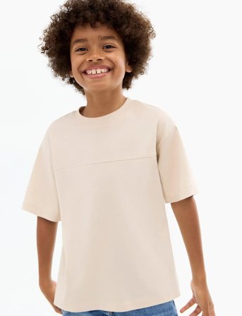 Mango Seam Detail T-Shirt - Cream - 7-8