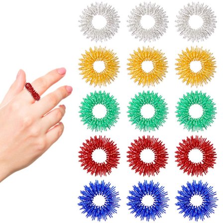 15 stk. akupressurringe, sensoriske ringe, til stressaflastning