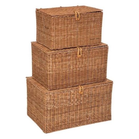 Sæt af kurve - ATMOSPHERA - Carmen - Rattan - Beige - 3 størrelser inkluderet