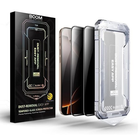LIVSTIDSGARANTI - BOOM iPhone 16 Pro Max Privacy Härdat Glas Skärmskydd 2st