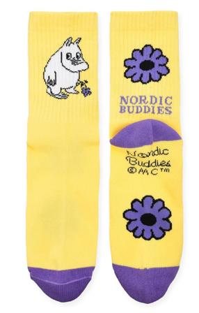 Mummi Sokker Blomster Retro Dame Gul_str.36-42