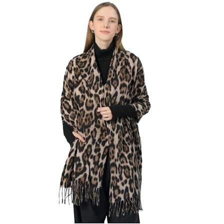 Leopardmønstret skjerf Vintervarm Dyremyk Kashmir-lignende Teppe-skjerf