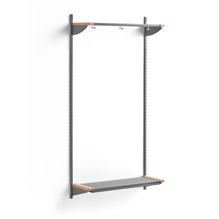 Wandgarderobenschrank JEPPE mit Hutablage, Grundelement, 1790x900x310 mm, Alu/Birke