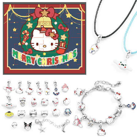 2024 Sanrio Julkalender Nedräkning HelloKitty Armband Charm Beads Hänge Halsband DIY Kit Barn Flickor Överraskning Julgåva