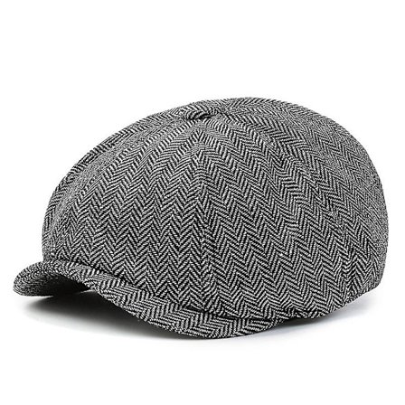 Sztxj Newsboy-stil Flat Cap Skjermlue Herre Dame Grå Panel Peaky Herringbone Tweed Retro Flat Cap Gatsby Cap