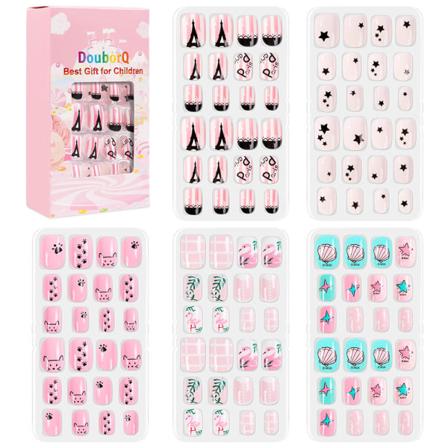 120 Stykker Barnen negler Cute Barnen Nail Art Falske negler Sett-NT30-9
