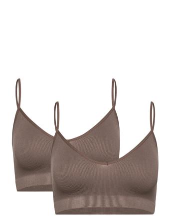 Pcsymmi Rib Top 2-Pack Bc Brown Pieces
