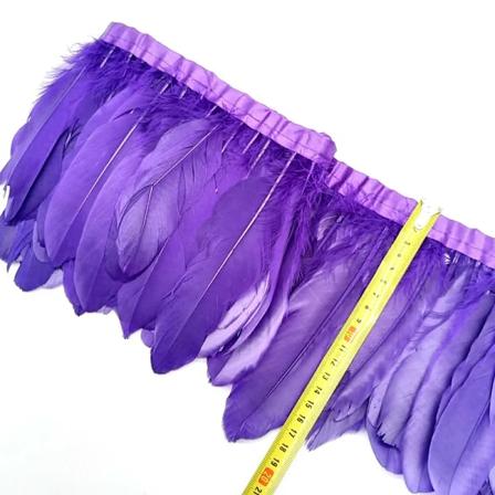 2 meter Gæssefjer Kant Trim Plumes DIY Nålarbejde Tilbehør Syning Bånd Til Bryllupskjole Dekoration Håndværk 15-20cm Dark purple feathers 2meters