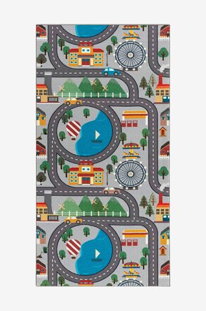 KM Home - Børnetæppe Play - Grå - Børnegulvtæpper - 80X150 - Fra Homeroom