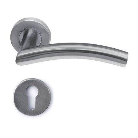 Håndtagssæt til beskyttelseslås, kvalitetsdørpanel dørhåndtag dørhardware roset til indvendige døre, soveværelsesdøre, sølvfarve KLB