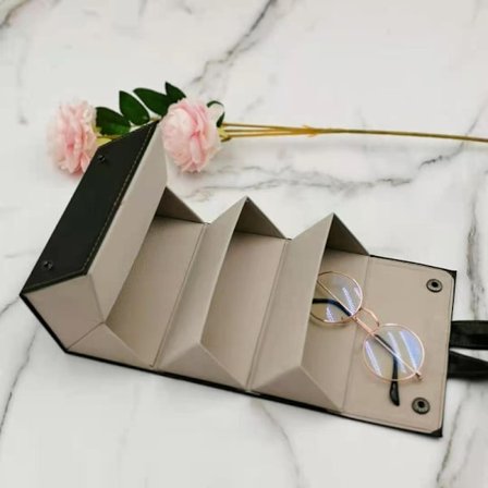 Musta aurinkolasikotelo miehille tai naisille, kova monilasikotelo, kannettava 5 lokeron lasien järjestäjä, pidike, lasikassi