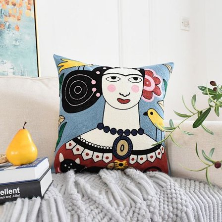 Europæisk abstrakt cover kunst portræt pudebetræk, etnisk stil cover