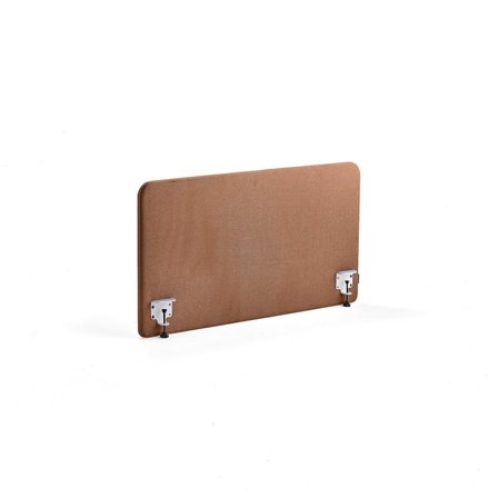 Desk screen ZONE, white brackets, 1200x650x36 mm, fabric Rivet, copper