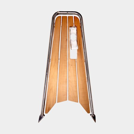 Keulapuomi purjeveneille ankkurirullalla NOCK Bowbase Anchor, tiikki & haponkestävä ruostumaton teräs, 33 x 140 x 58 cm, Ø42 mm