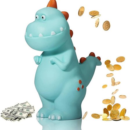 Dinosaur sparegris legetøj.