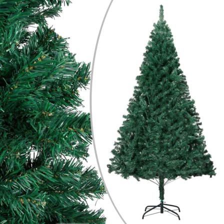 Vidaxl Plastgran Med Led Och Julgranskulor Grön 210 Cm Pvc Grön