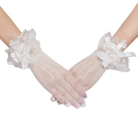 Wedding Bridal Gloves Elegant Tulle Short Accessory for Women White One Size