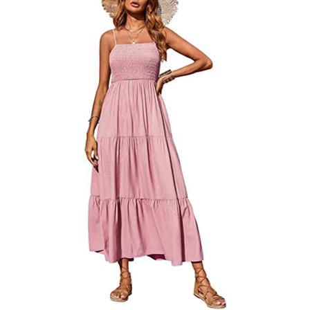 Sexig Printed Med Bladtryck För Kvinnor Elegant Lady Sling Plisserad P