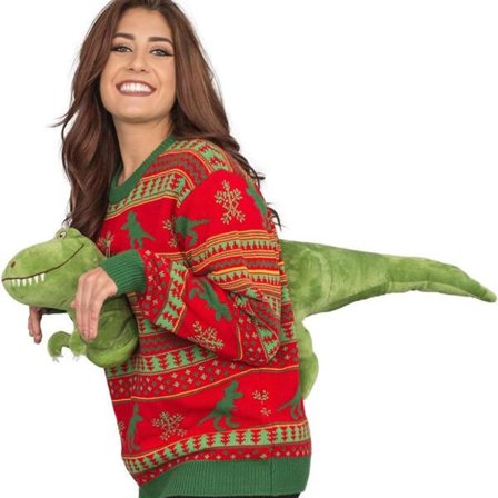 Unisex Strikket Stygg Julegenser Dinosaur