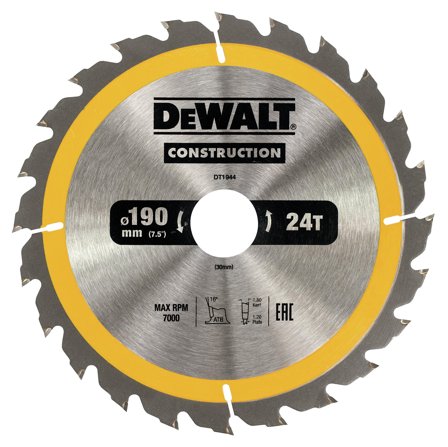 Dewalt DT1944-QZ Savklinge 190 x 30 mm, 24T, Maskintilbehør & forbrugsvarer