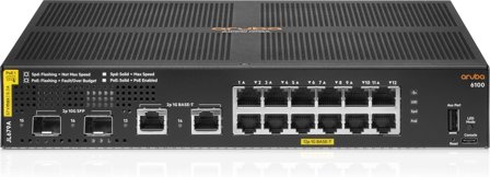 Hewlett Packard Enterprise HPE Aruba 6100 12G Class4 PoE 2G/2SFP+ 139W Switch - switch - 16 porter - Styrt - rackmonterbar