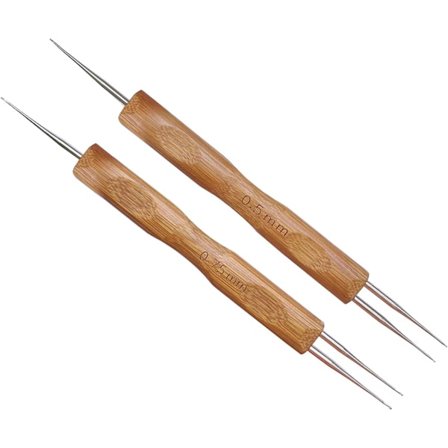 2 kpl/setti Kaksipäinen Dreadlock Virkkuukoukku Punontatöihin (0,5mm + 0,75mm)