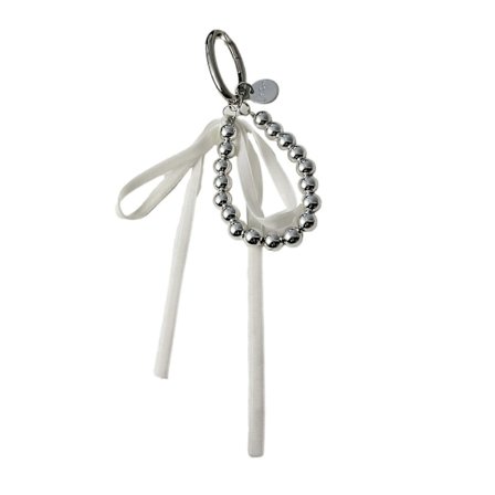 Elegant Bowknot nøglering vedhæng med bånd charme og perler accenter tilbehør til håndtasker og telefoner dekoration