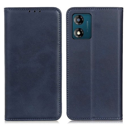Lompakko-style Aitoa Nahkaa Läppäkotelo For Motorola Moto E13 - Sininen