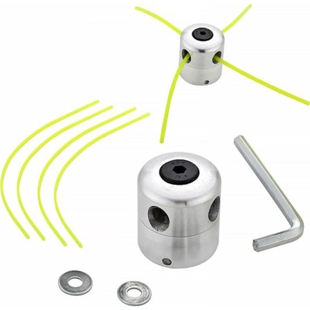 Universell borsthuvud i aluminium, dubbellinjespole, nylonlina för trimmer, 1 linjehuvud + 4 linjer KLB