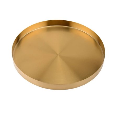 Guld Rund Serveringsbricka - Multifunktionell Förvaringsorganisatör i Rostfritt Stål [ZHE]