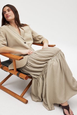 NA-KD Flowy Maxi Skirt - Lange nederdele - Beige - XL