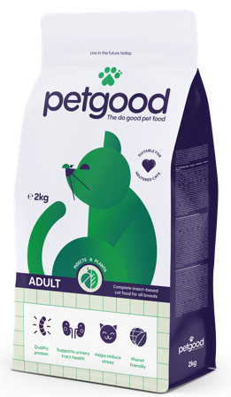 Petgood - Insektbasert fullfôr til voksne katter 2 kg - Katt - Kattefôr & kattemat - Tørrfôr for katt - ZOO.no
