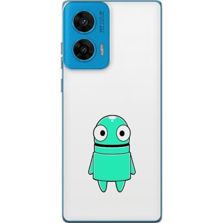 Kompatibel Mobilcover til Motorola Motorola G96 Turkis tegneseriefigur med store øjne og en glad personlighed i enkel illustration