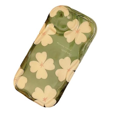 Blødt, stødsikkert telefoncover med grønne blomster til 15 Pro