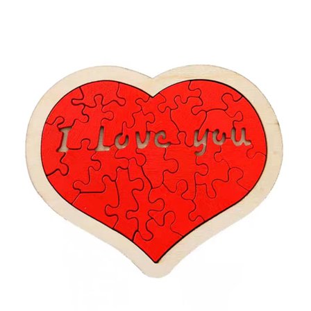 Hjärtform Träbyggklossar Leksak DIY Montera partiklar Sticksågar Leksaker för barn