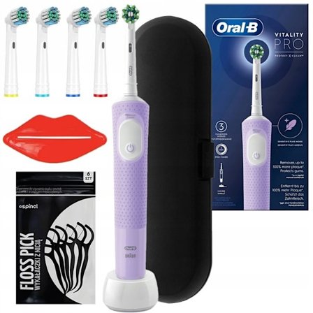 Elektrisk tandborste - Oral B - Vitality Pro Protect X Clean - 3 lägen - 5 borsthuvuden - reseetui