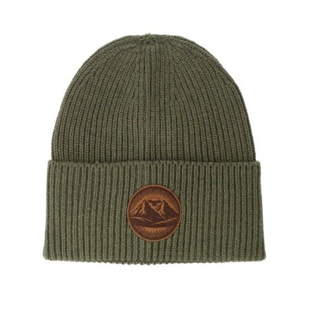 Wild Spirit - Grön cuff Beanie - Mountain And Eagle Brown Patch Olive Green Oversized Beanie @ Hatstore