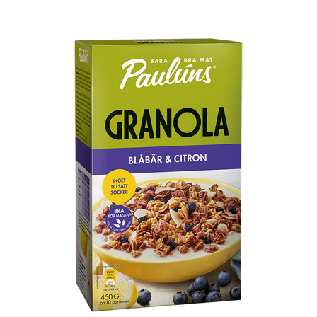Paulúns Granola Blåbær Sitron 450 g