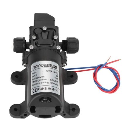 12V Vandpumpe, 20mm Højtrykstilslutning, Selvsugende Membranpumpe til Autocamper, Campingvogn, Båd, Have