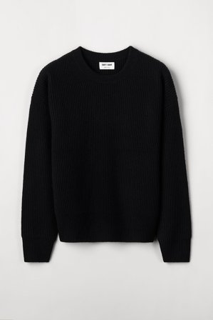 Soft Goat - Ribbed O-neck - XS - Black