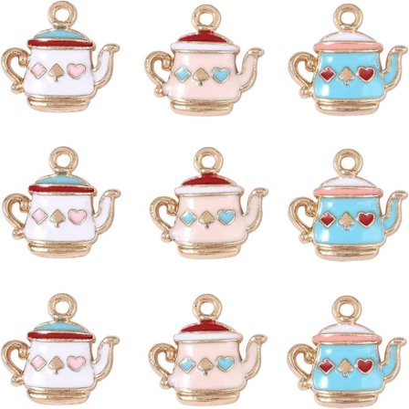 30 STK Emalje tekande Charms Kaffe Te Kedel Pot Charms Legering