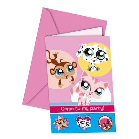 Littlest Pet Shop Pets Partyinbjudningar (6-pack) En storlek P