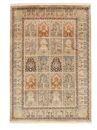 Oriental Kashmir Pure Silk Rug 168X243 Orange/Brown Silk, India