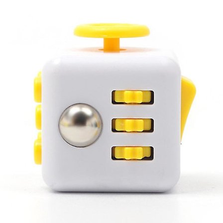Ny magisk Fidget Cube Vinyl skrivebordslegetøj Anti Irritabilitet Legetøj Stress Relief Office Home(Hvid Gul)