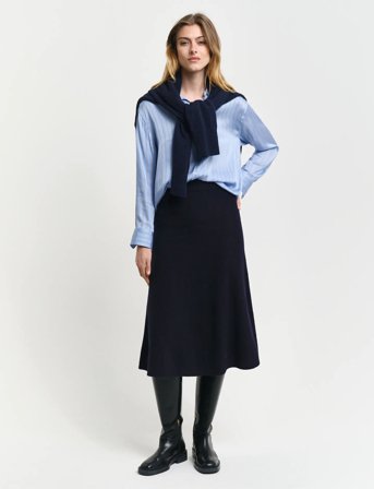 GANT Superfine Lambswool Skirt - Navy - L